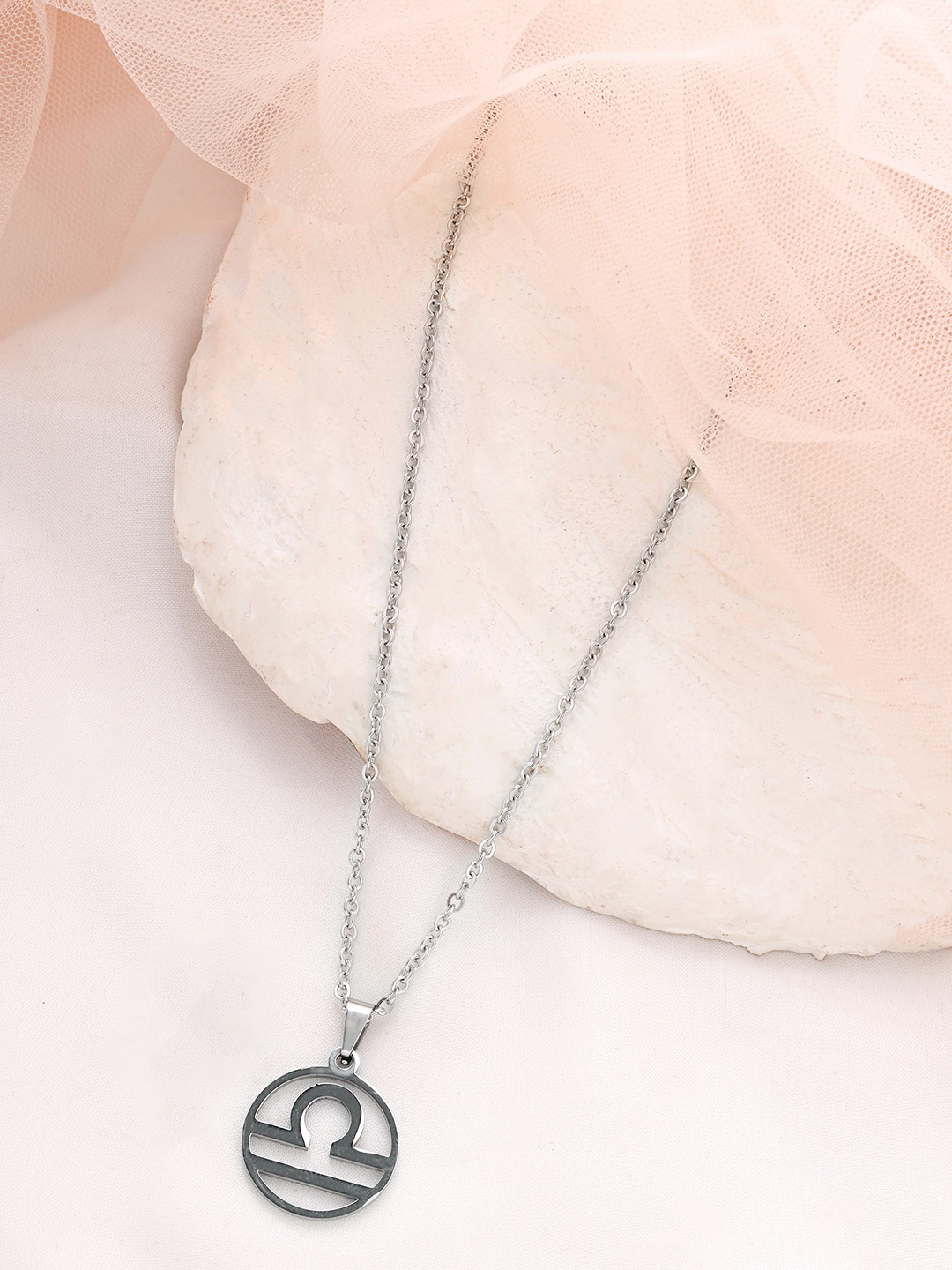 

BEWITCHED Silver-Toned Libra Zodiac Sign Charm Pendant With Chain