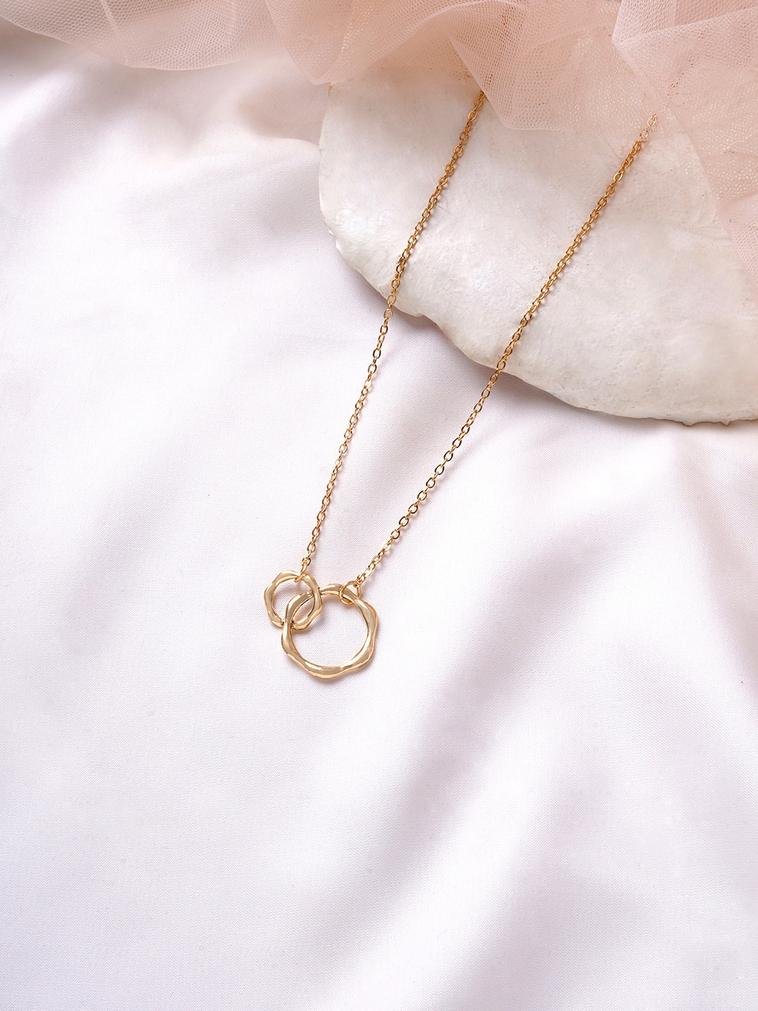 

BEWITCHED Gold-Toned Double Ring Charm Pendant With Chain