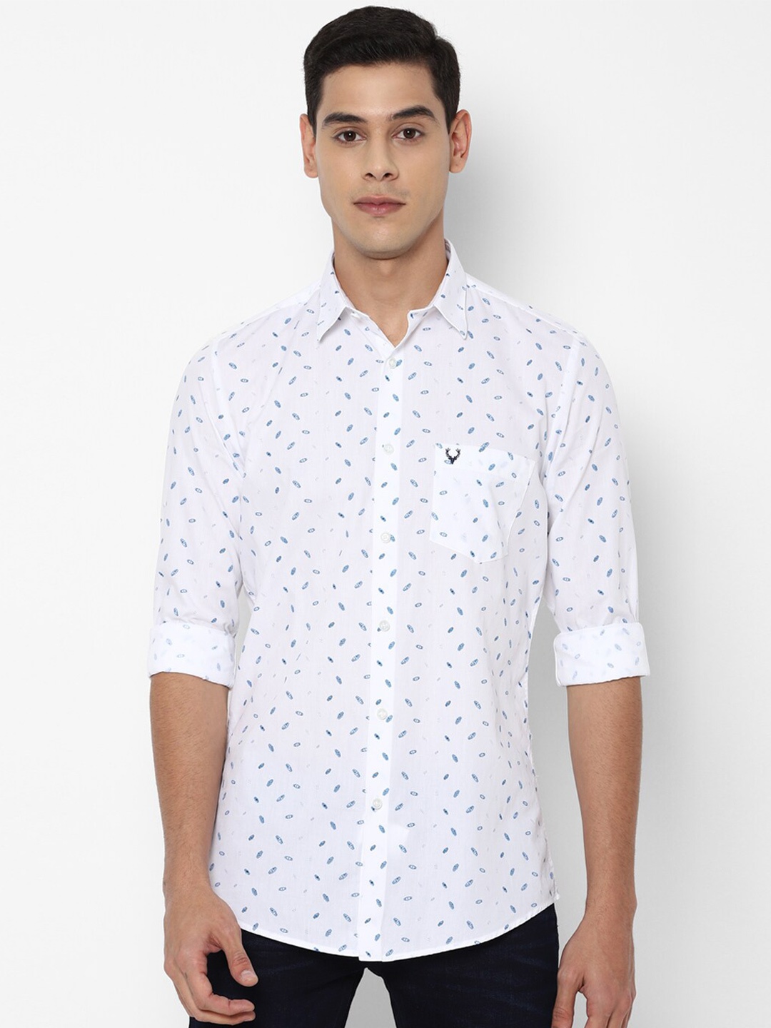 

Allen Solly Men White Slim Fit Printed Casual Cotton Shirt