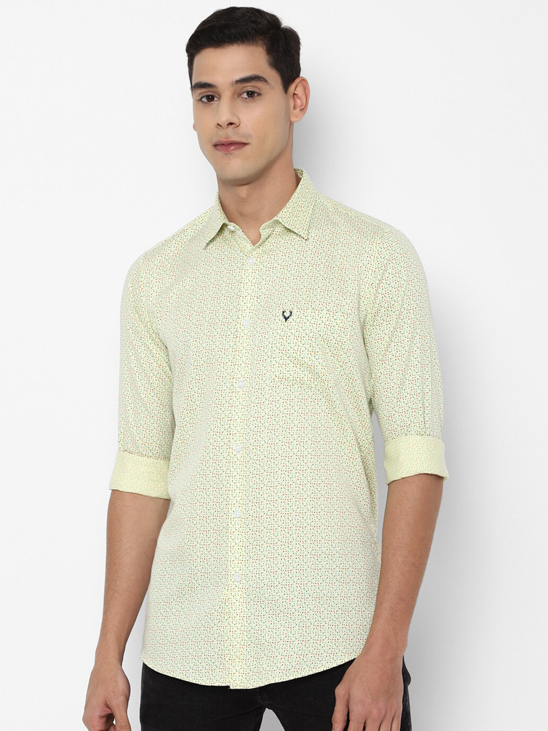 

Allen Solly Men Yellow Slim Fit Printed Pure Cotton Casual Shirt