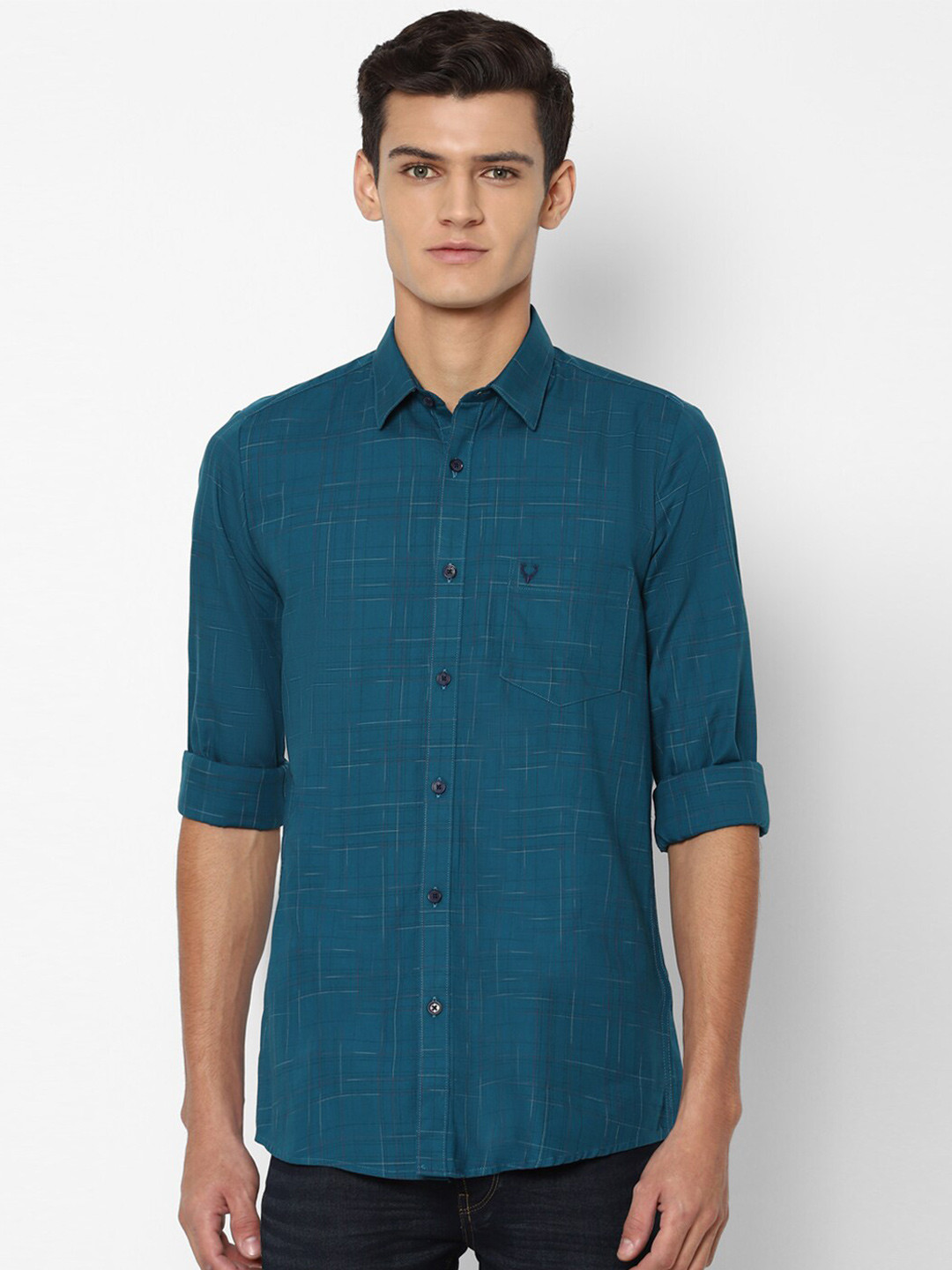 

Allen Solly Men Blue Slim Fit Checked Casual Shirt