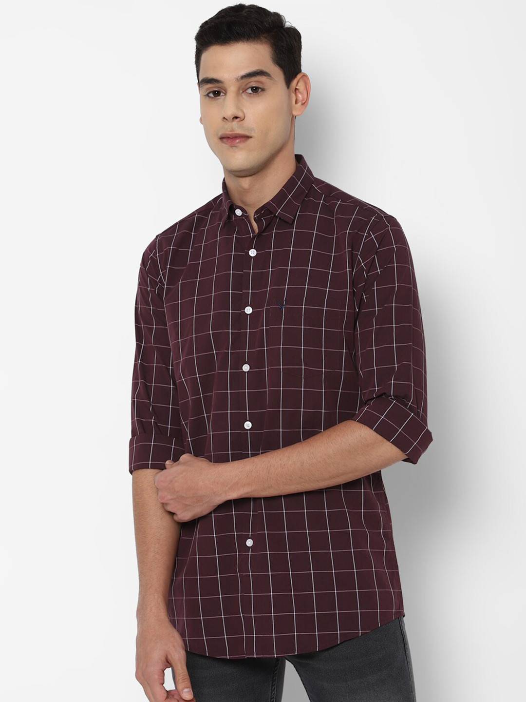 

Allen Solly Men Maroon Windowpane Checked Casual Shirt
