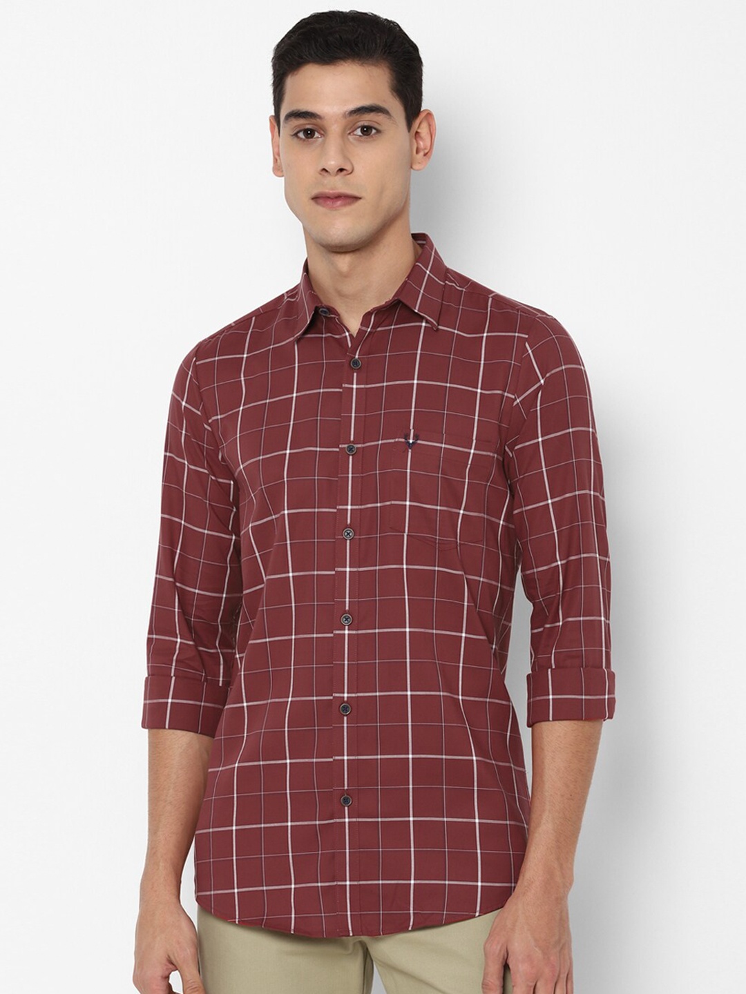 

Allen Solly Men Maroon Slim Fit Checked Casual Shirt