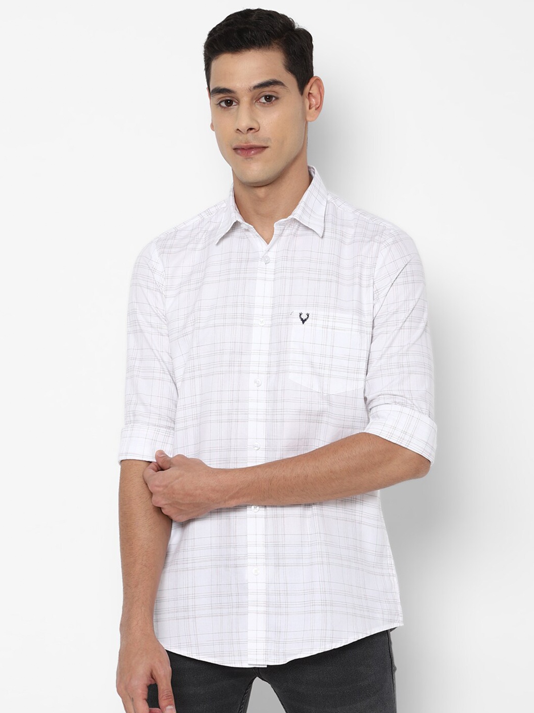 

Allen Solly Men White Grid Tattersall Checked Casual Shirt