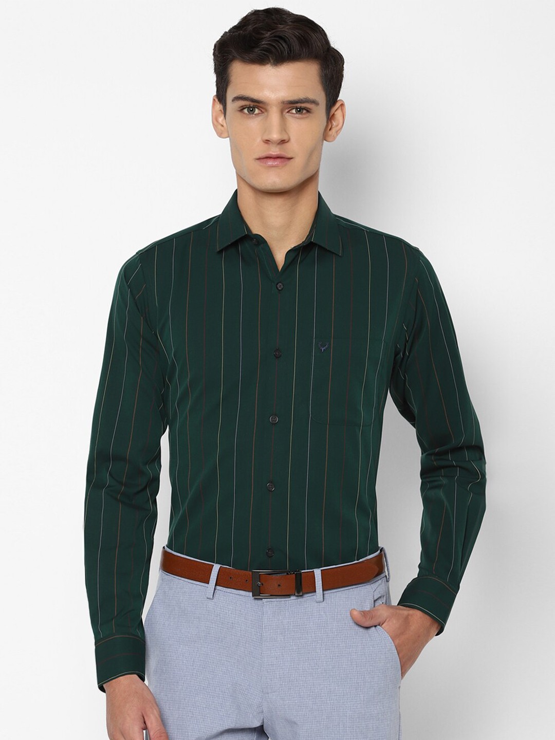 

Allen Solly Men Green Slim Fit Checked Formal Shirt