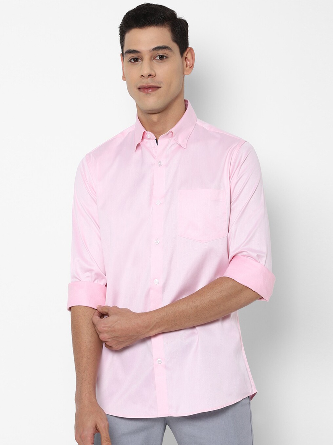 

Allen Solly Men Pink Slim Fit Cotton Casual Shirt