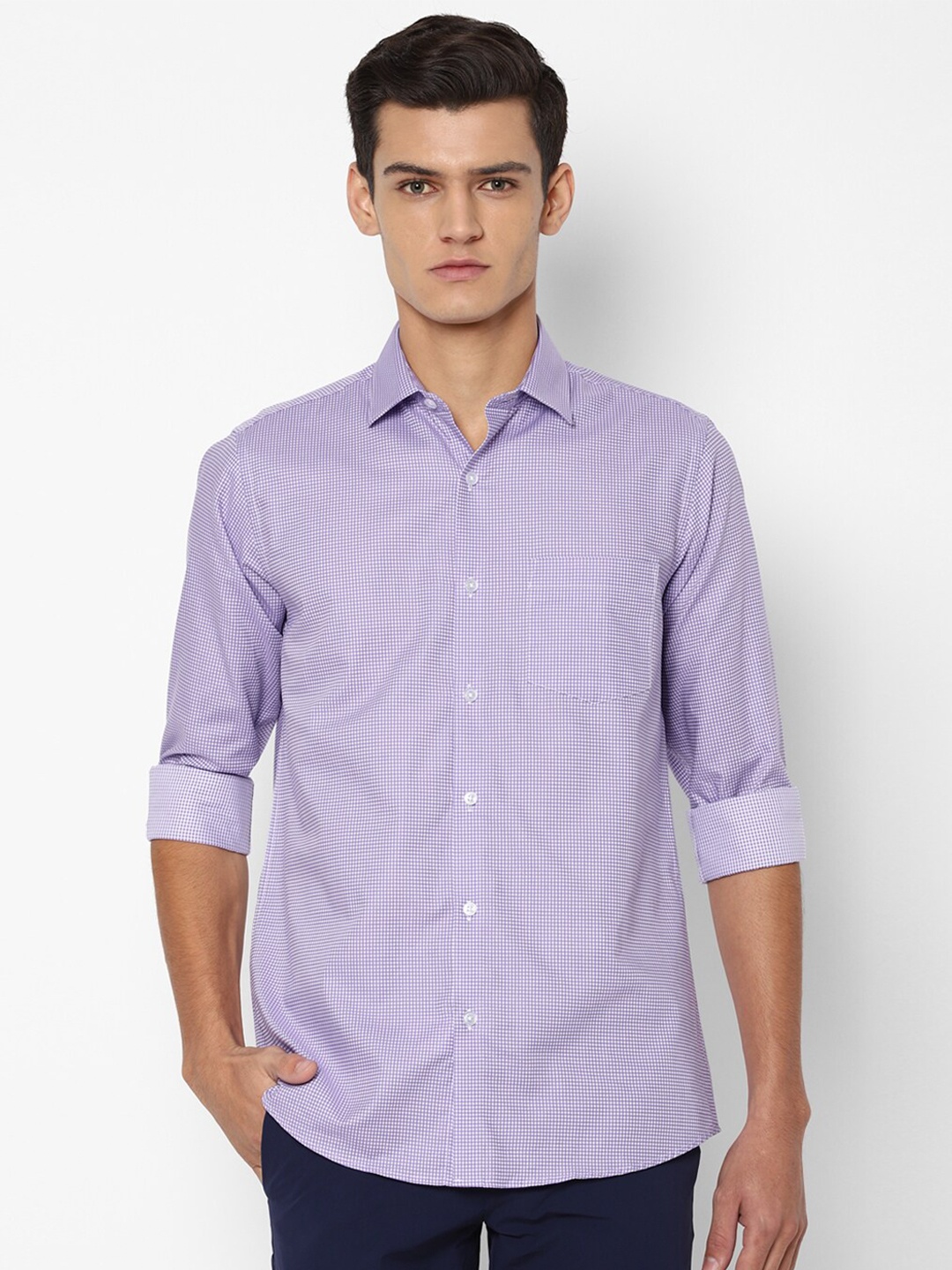 

Allen Solly Men Purple Slim Fit Micro Checks Checked Casual Shirt