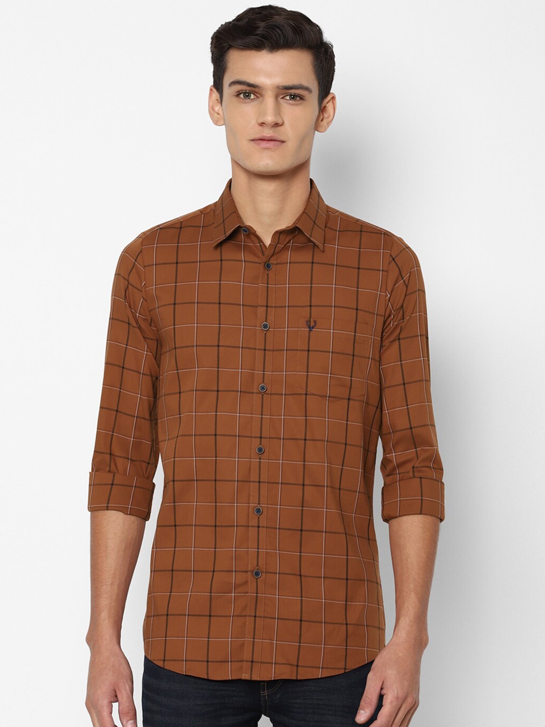 

Allen Solly Men Brown Checked Slim Fit Casual Shirt