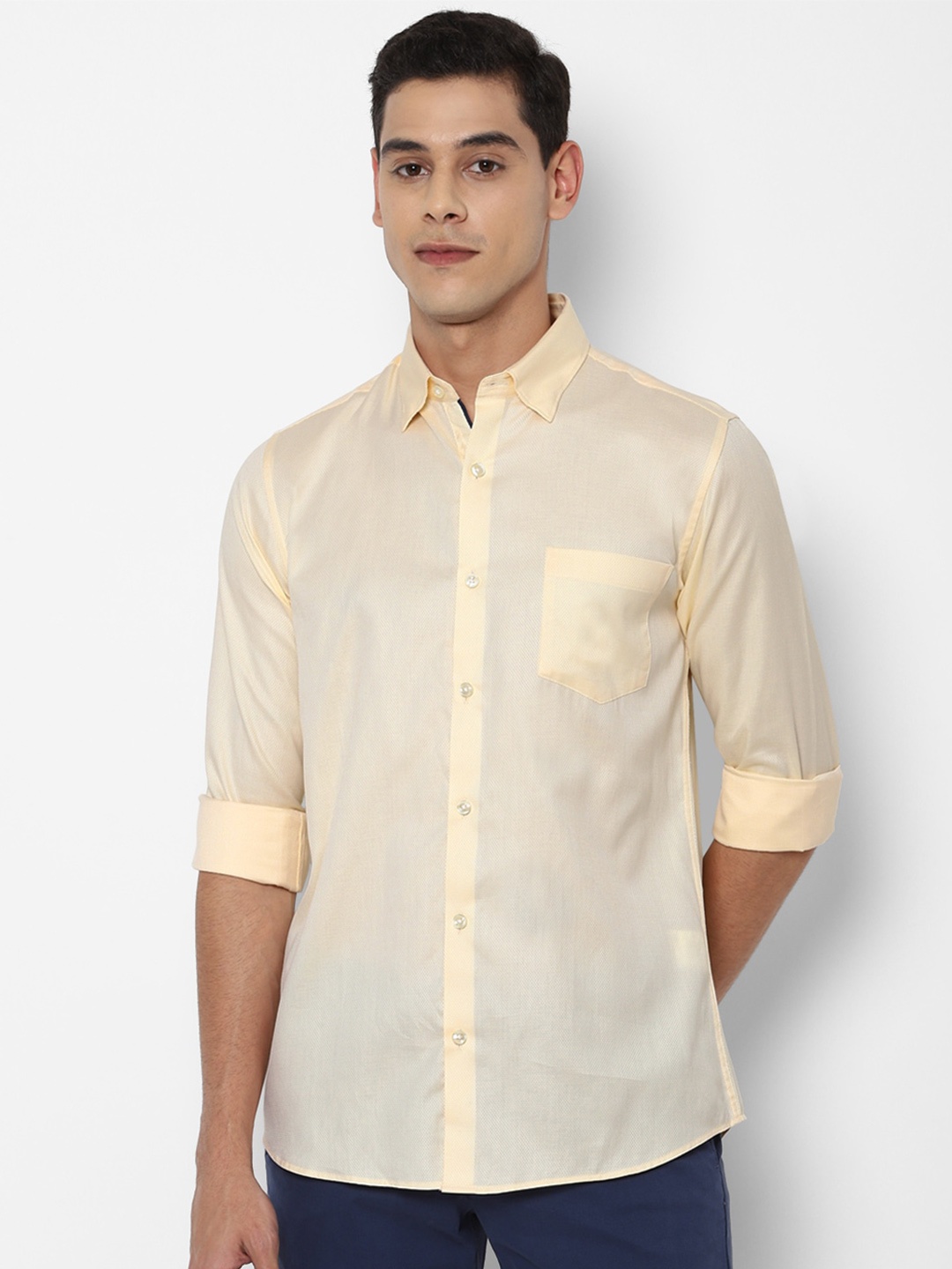 

Allen Solly Men Cream-Coloured Slim Fit Pure Cotton Casual Shirt