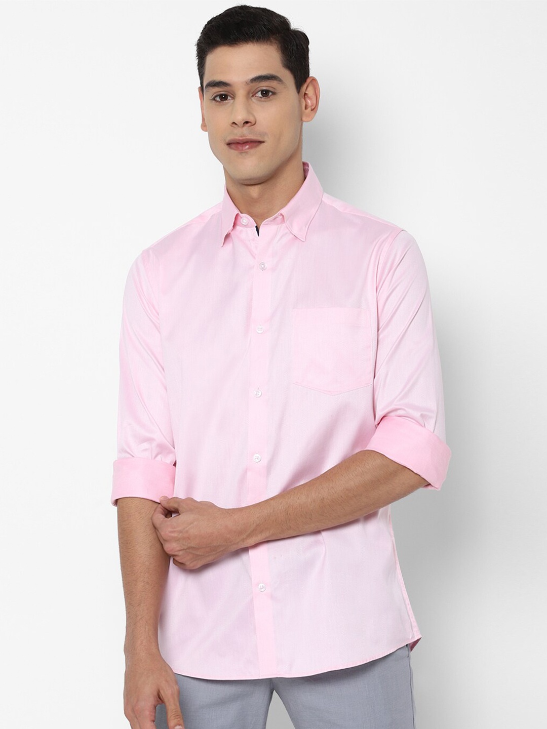 

Allen Solly Men Pink Slim Fit Casual Shirt