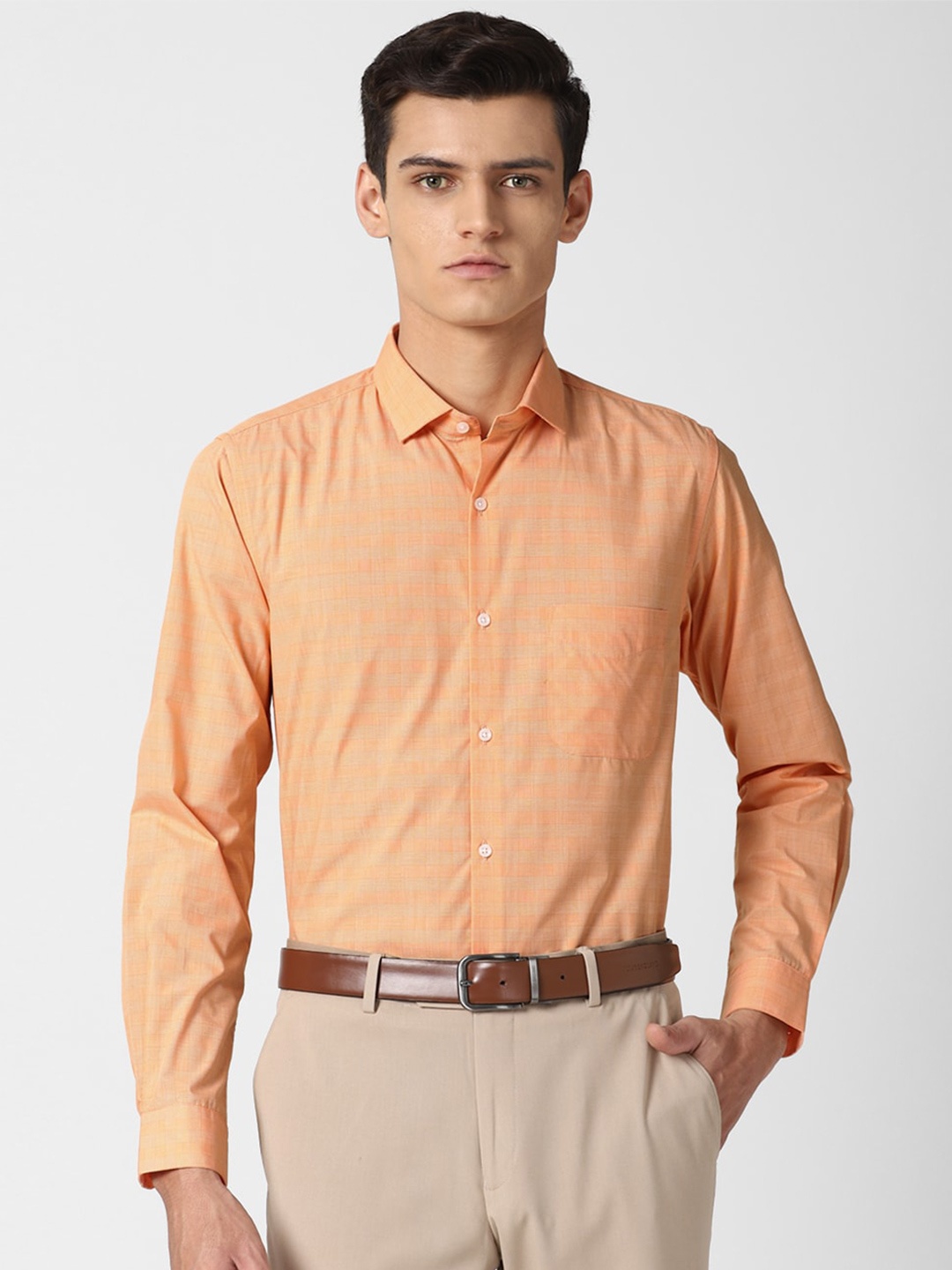 

Peter England Men Orange Slim Fit Formal Shirt