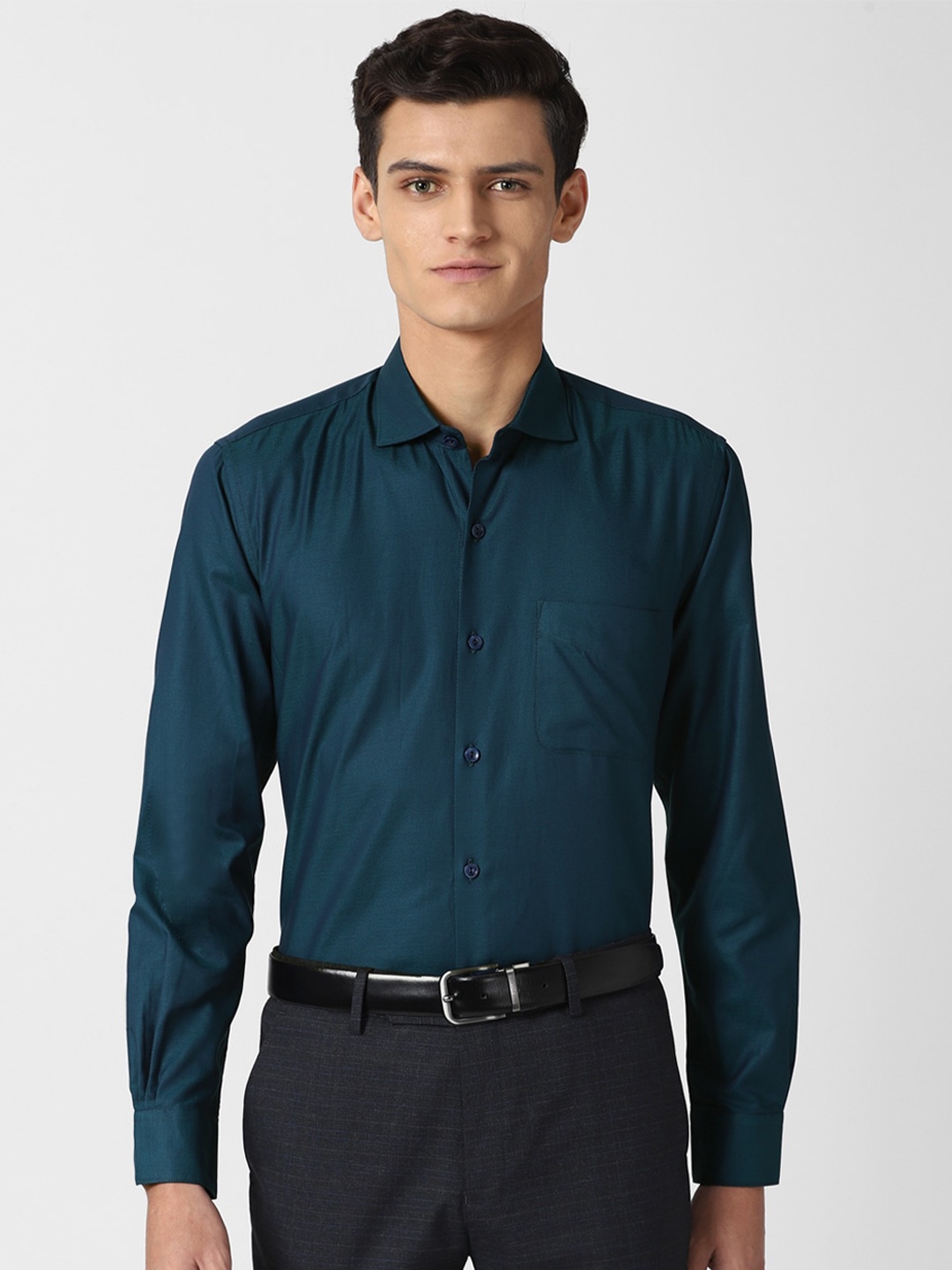 

Peter England Elite Men Blue Formal Shirt