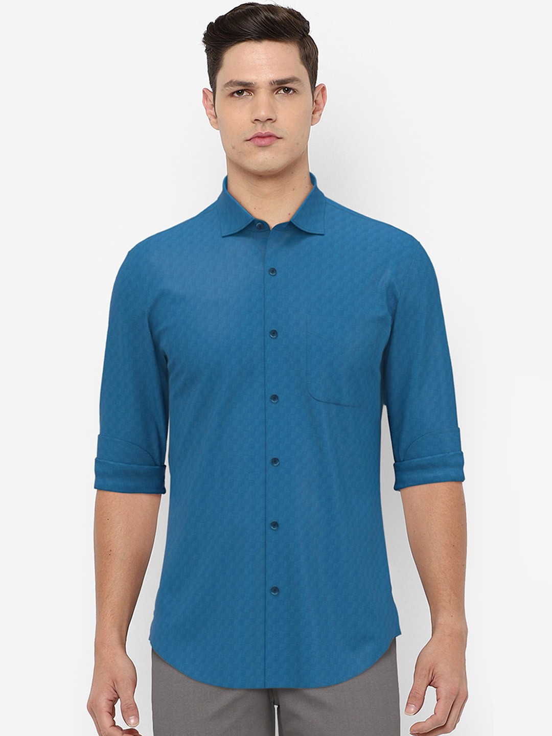 

Peter England Elite Men Blue Pure Cotton Formal Shirt
