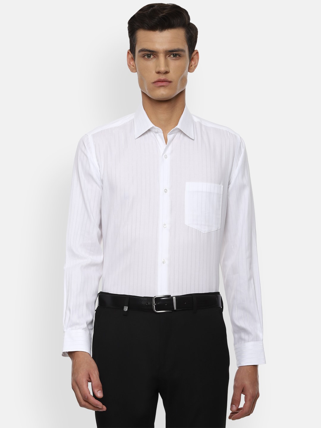 

Van Heusen Men White Striped Formal Shirt