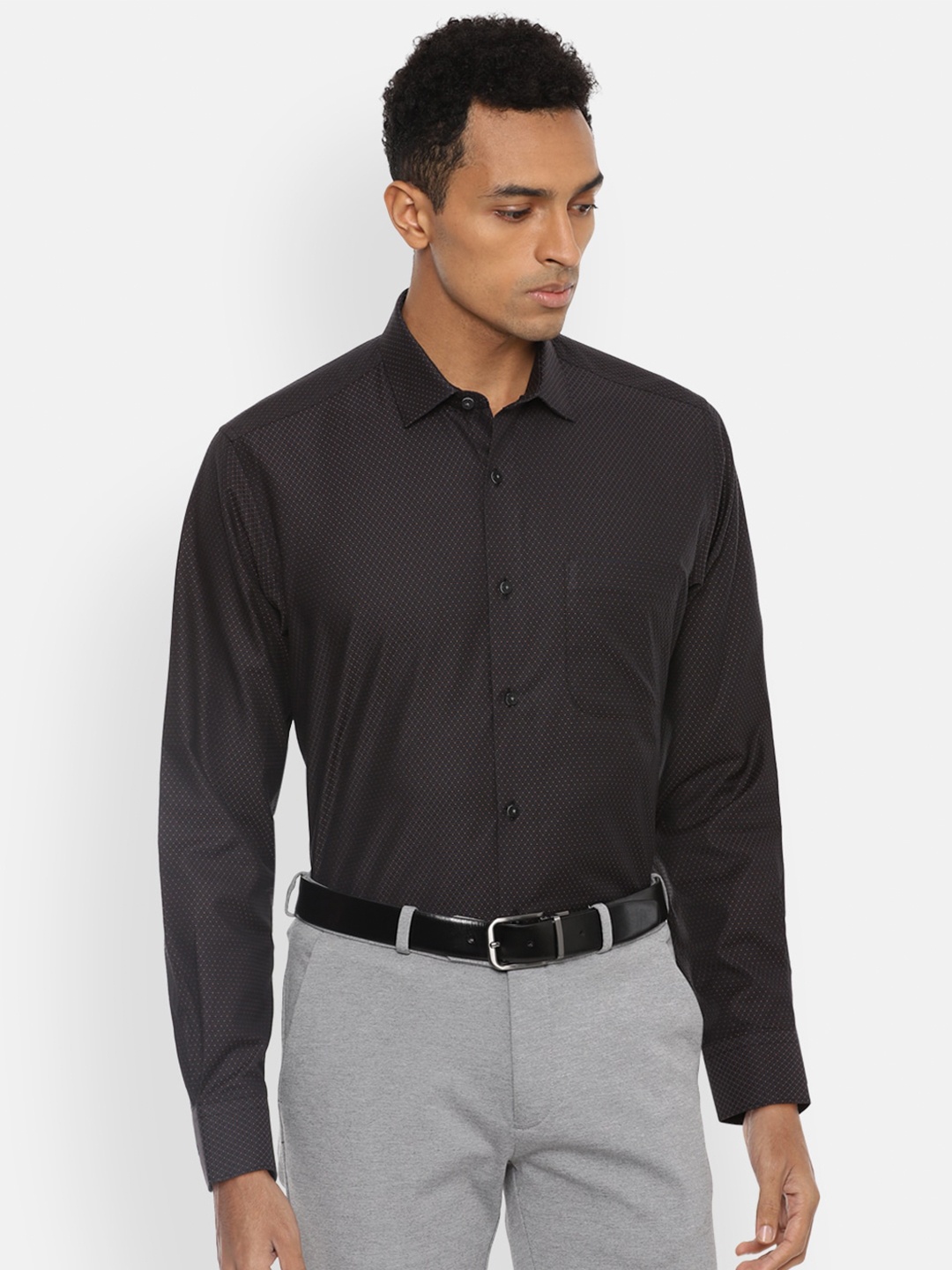 

Van Heusen Men Black Printed Formal Shirt