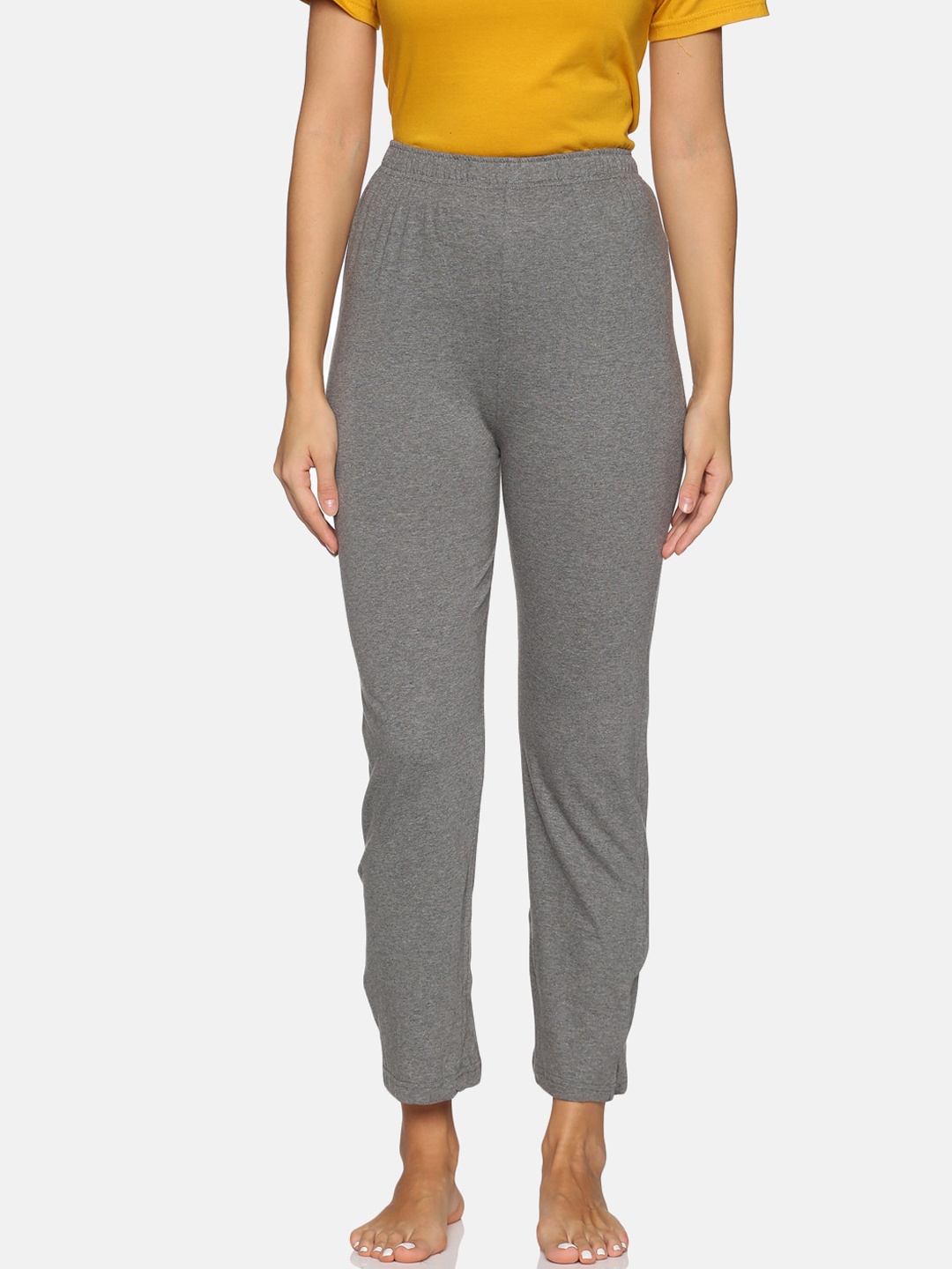 

NOT YET by us Women Grey solid Slim Fit lounge pant