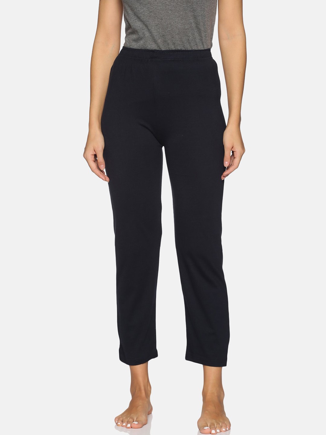 

NOT YET by us Women Navy Mid-Rise Cotton Lounge Pant, Navy blue