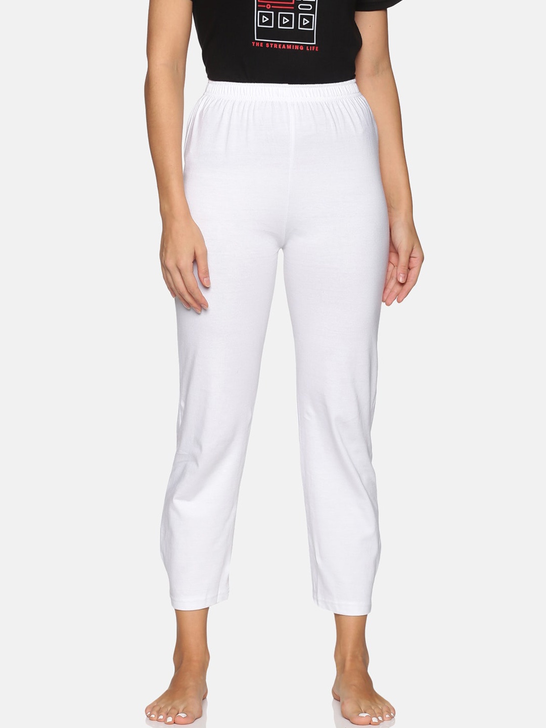 

NOT YET by us Women White Cotton Lounge Pants