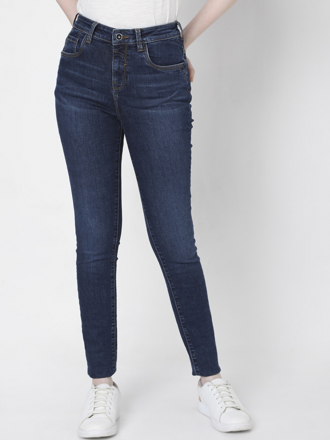 

Vero Moda Women Blue Skinny Fit High-Rise Light Fade Jeans
