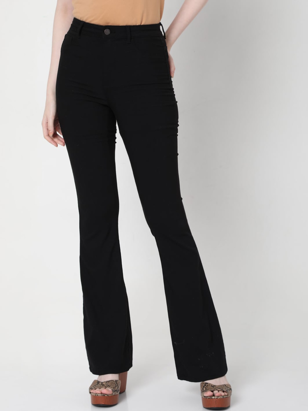 

Vero Moda Women Black Bootcut High-Rise Jeans