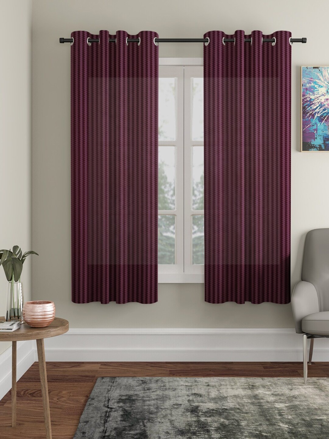 

HOSTA HOMES Purple & Pink Set of 2 Window Curtain