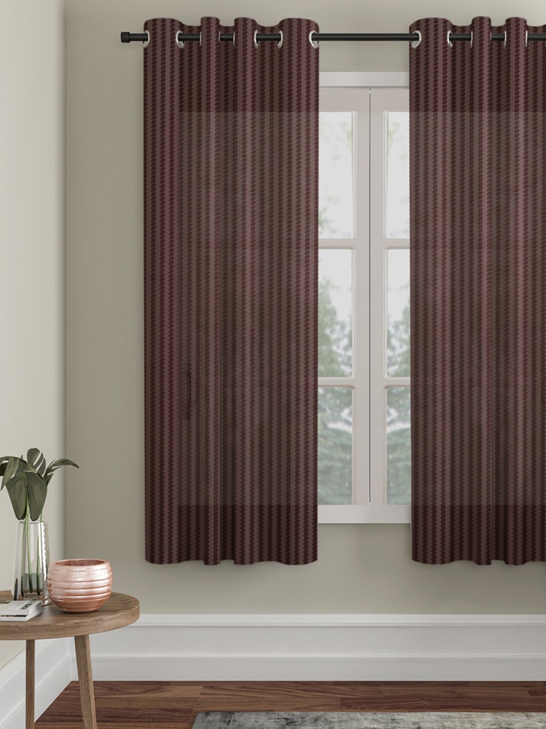 

HOSTA HOMES Brown Striped Window Curtain