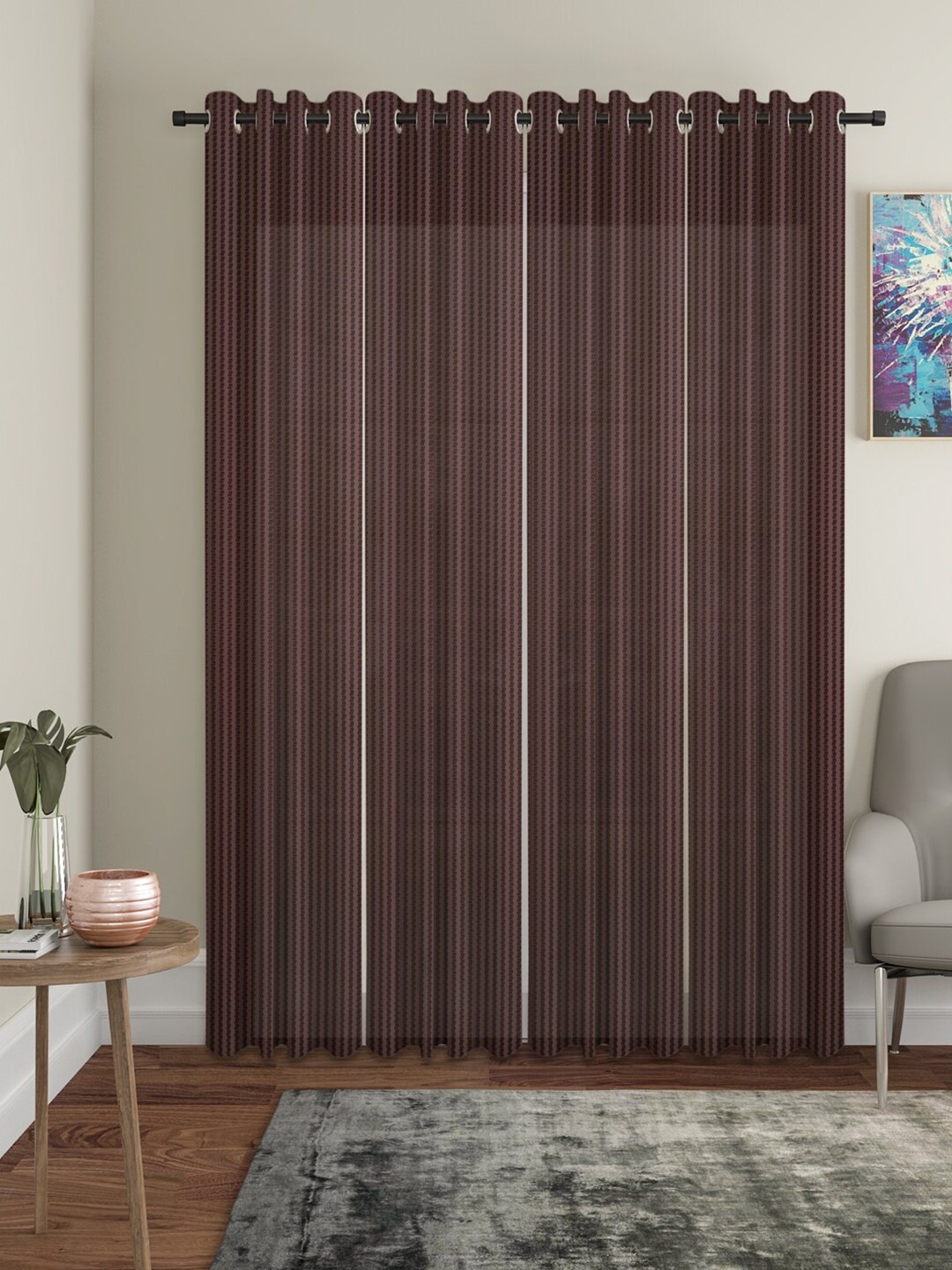 

HOSTA HOMES Set of 4 Brown Striped Door Curtain