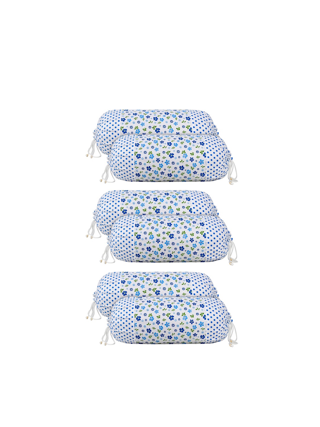 

Kuber Industries Set of 6 Blue & White Floral Printed Cotton Bolster Covers