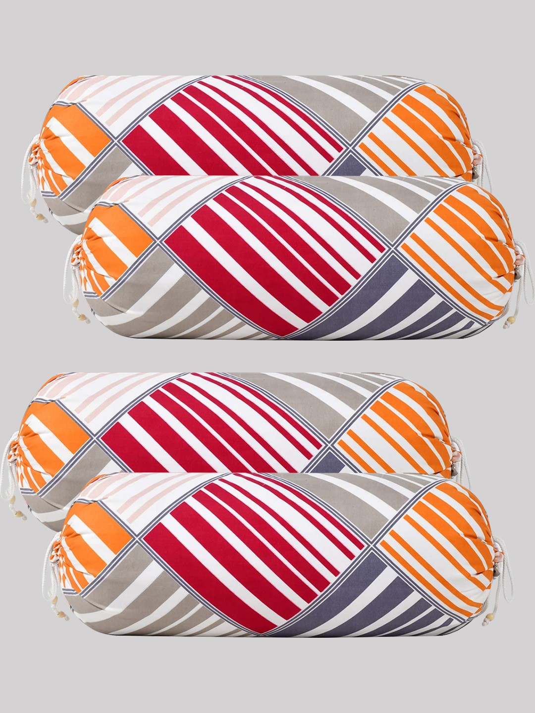 

Kuber Industries Magnta & Grey Set Of 4 Striped Bolster Covers, Magenta