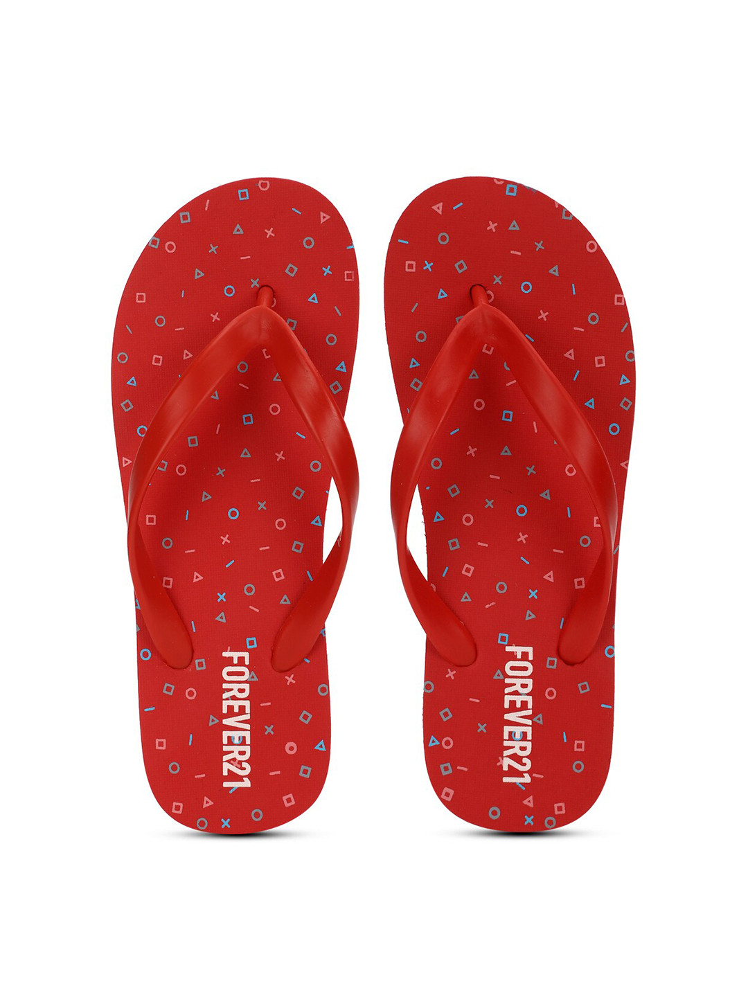 

FOREVER 21 Men Red & Blue Printed Rubber Slip-On