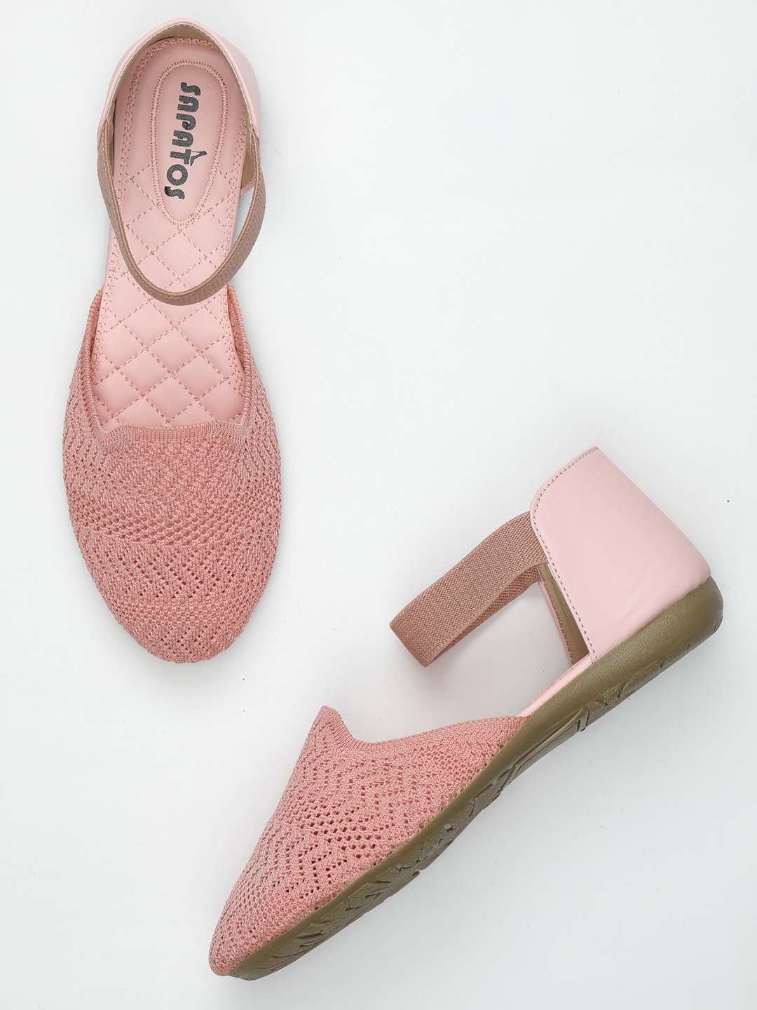 

SAPATOS Women Pink Colourblocked Mules with Laser Cuts Flats
