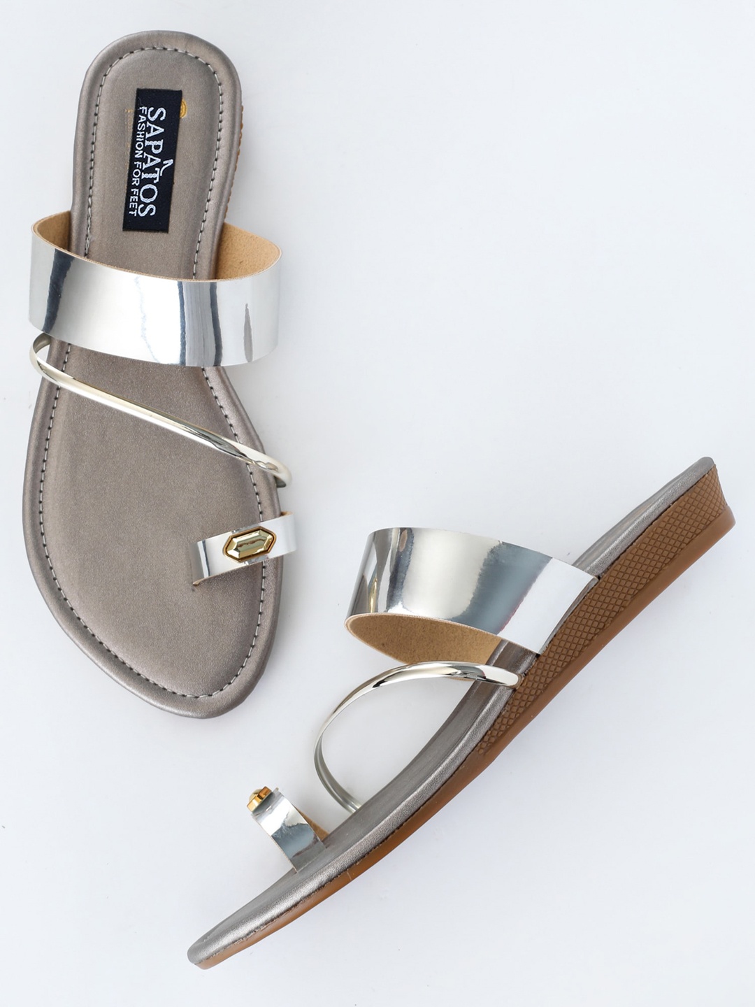 

SAPATOS Women Silver-Toned One Toe Flats