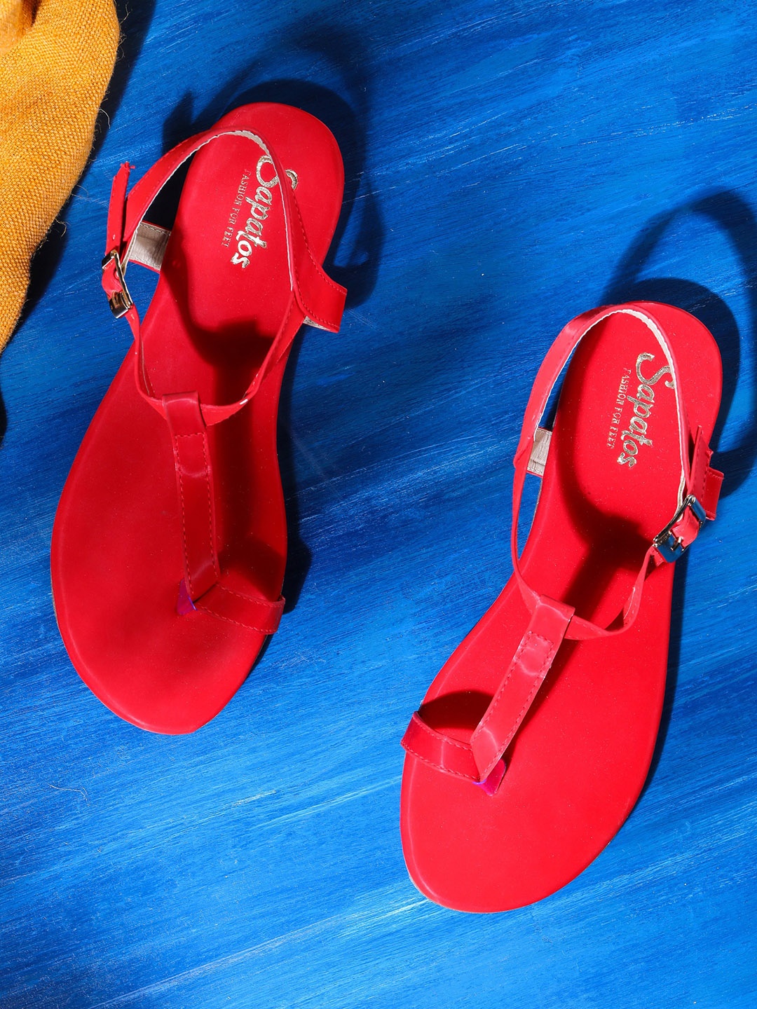 

SAPATOS Women Red Printed One Toe Flats with Bows