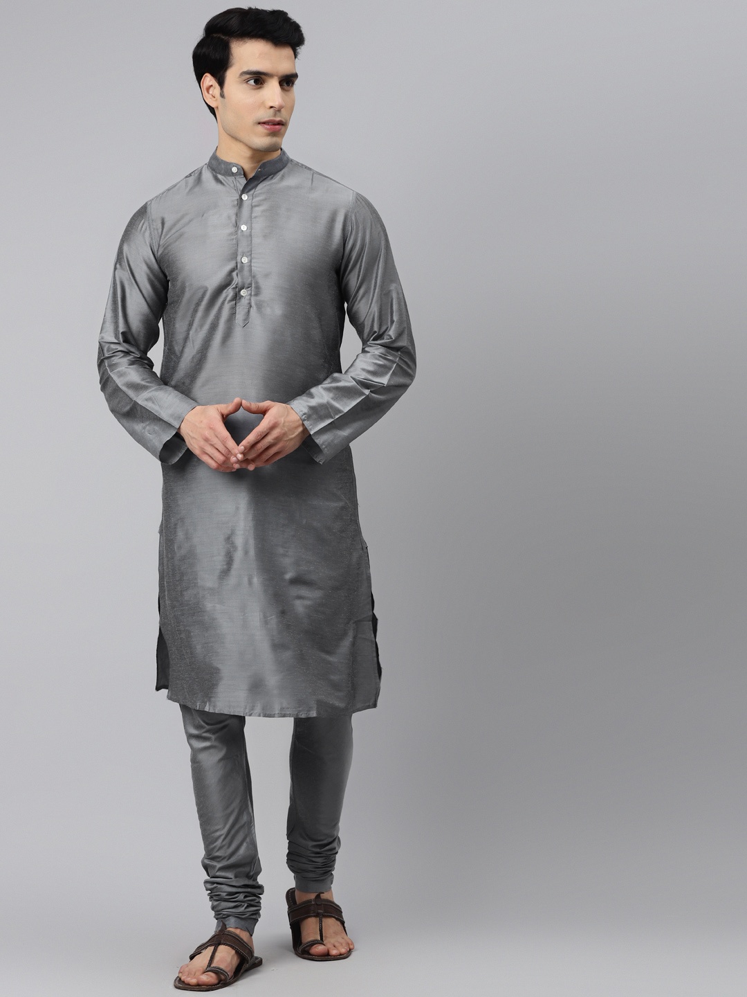 

Tulsattva Men Grey Kurta with Churidar