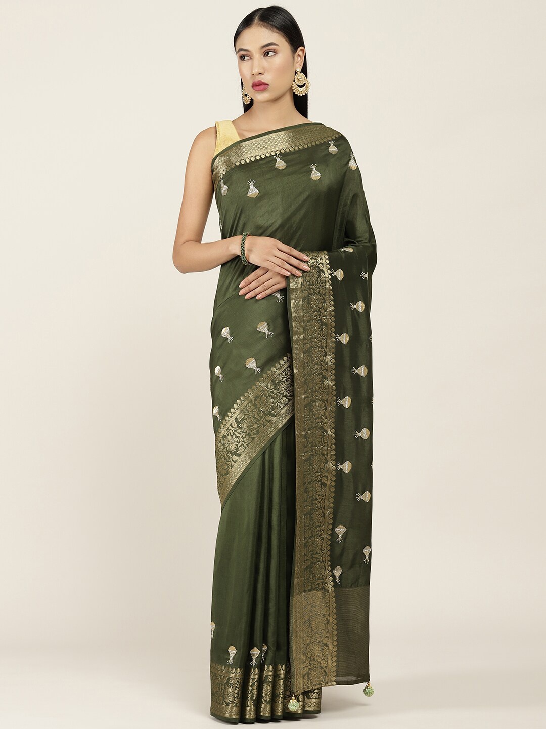 

Soch Green Embellished Art Silk Saree