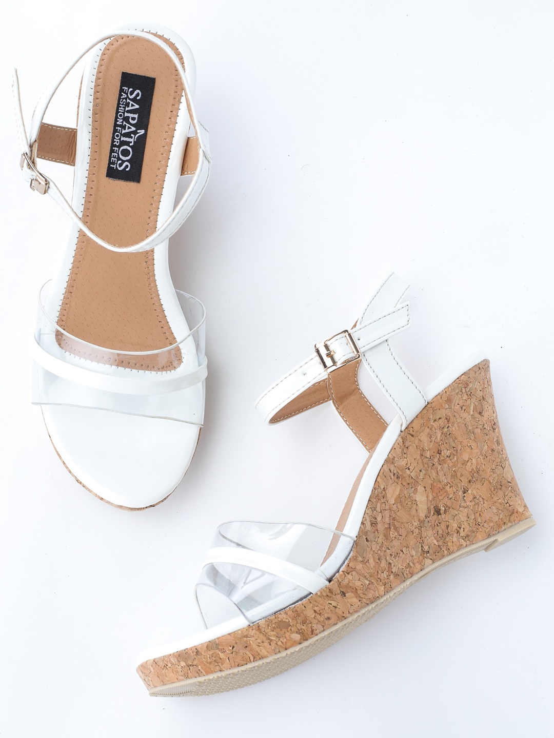 

SAPATOS White Colourblocked Wedge Sandals with Bows