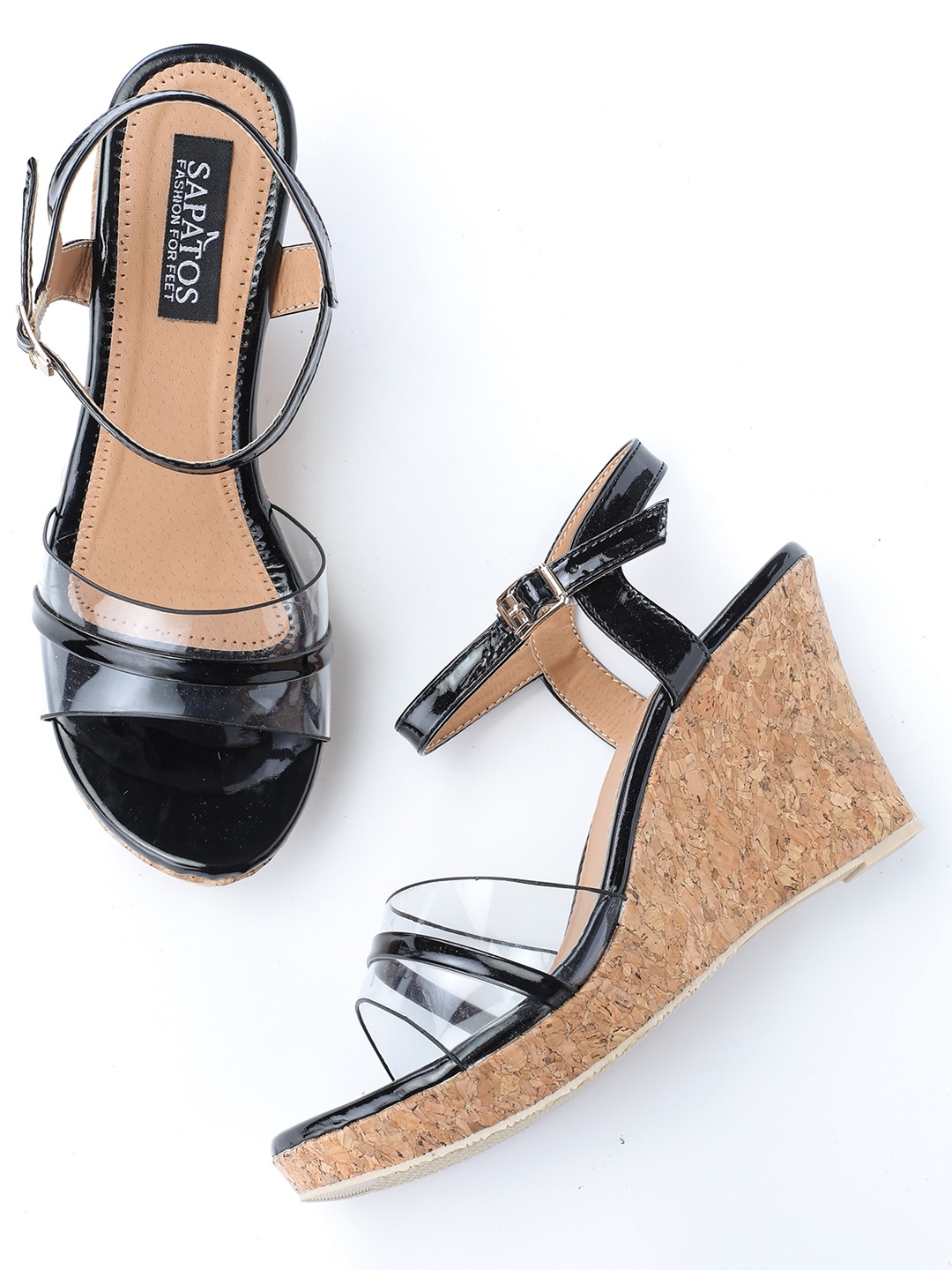 

SAPATOS Black Printed Wedge Sandals