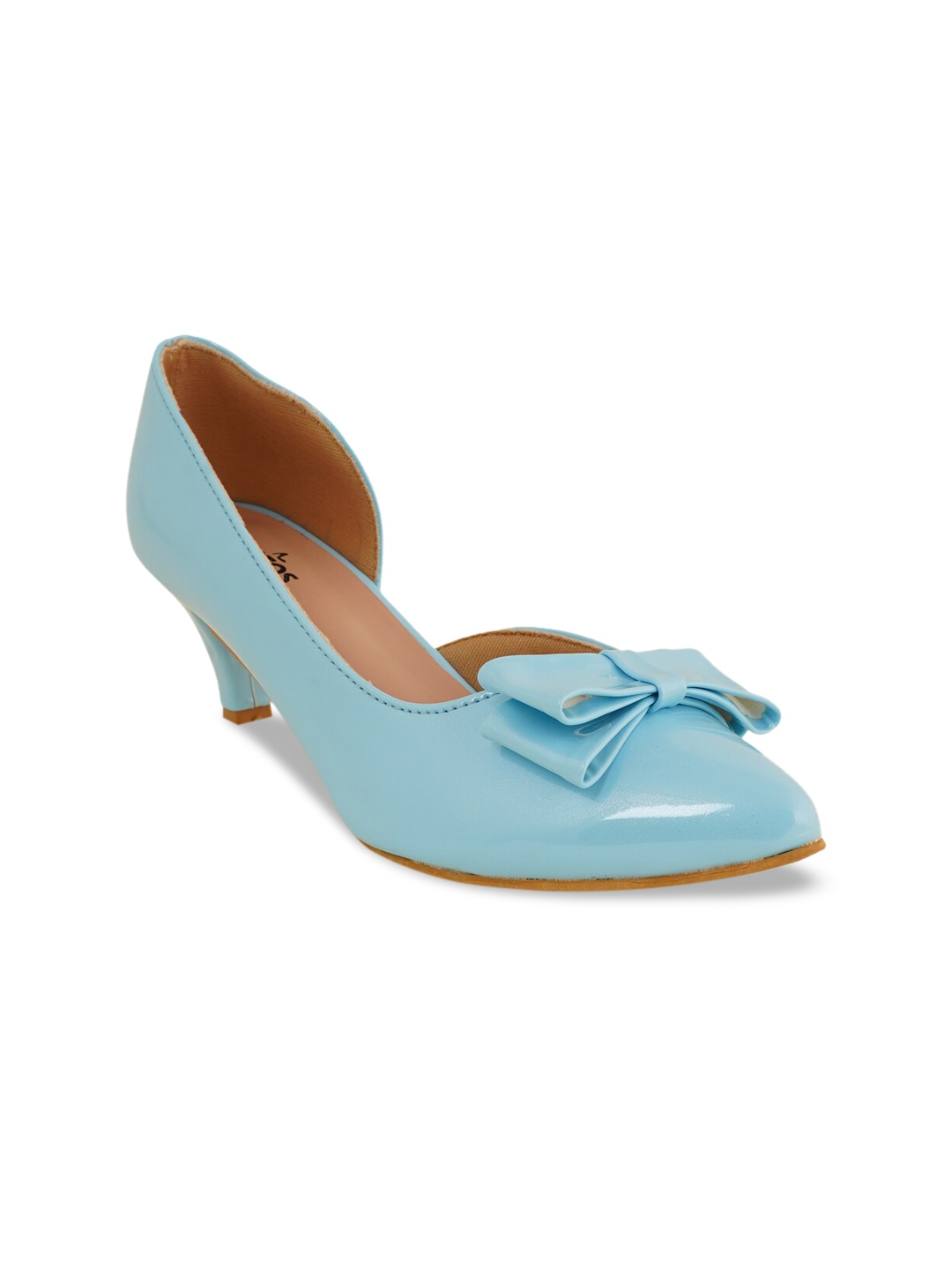 

SAPATOS Blue Colourblocked Kitten Pumps with Bows