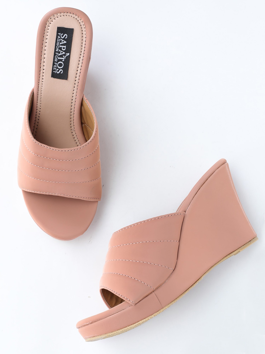 

SAPATOS Peach-Coloured Wedge Mules