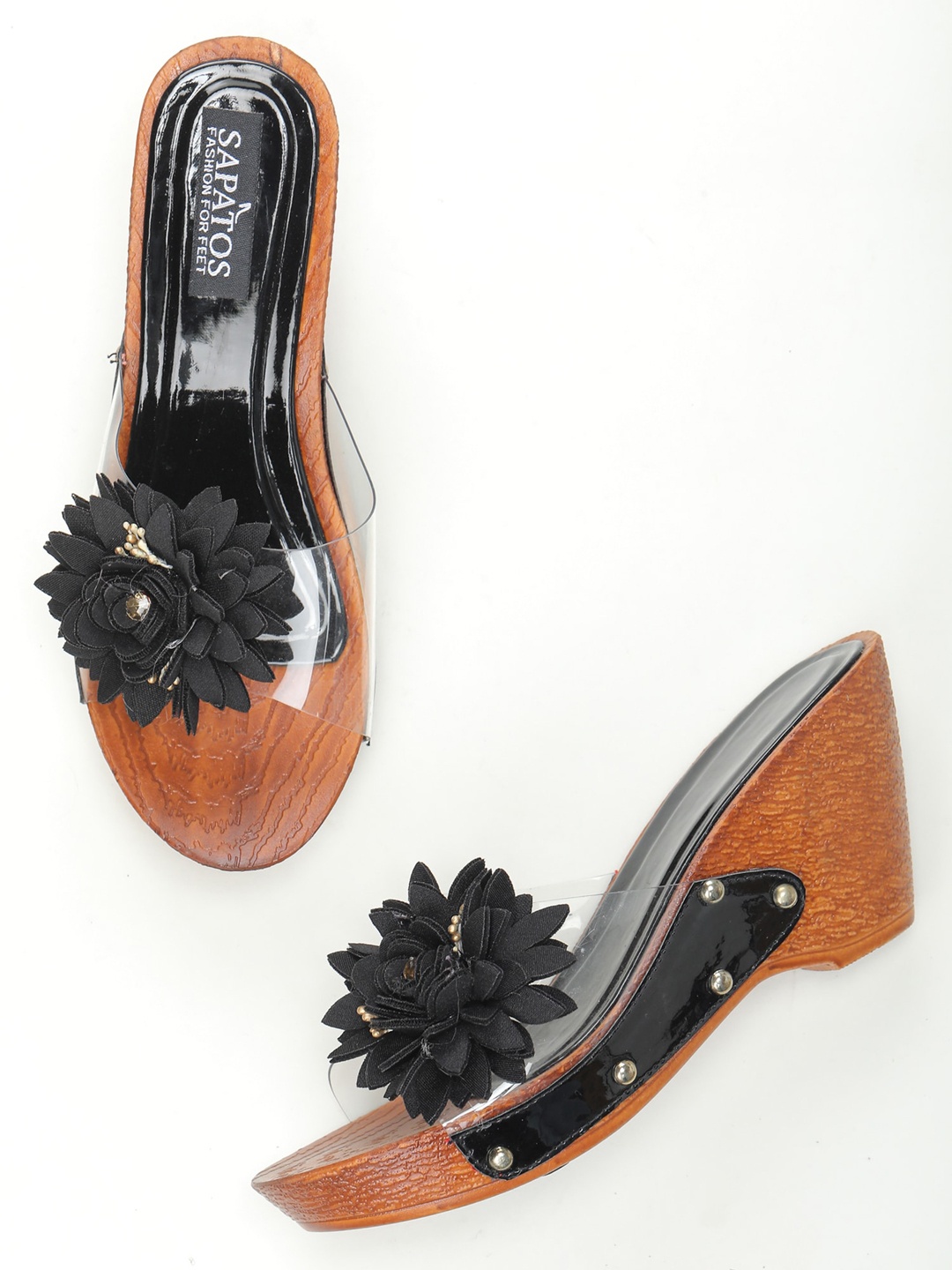 

SAPATOS Black Embellished Wedge Heels