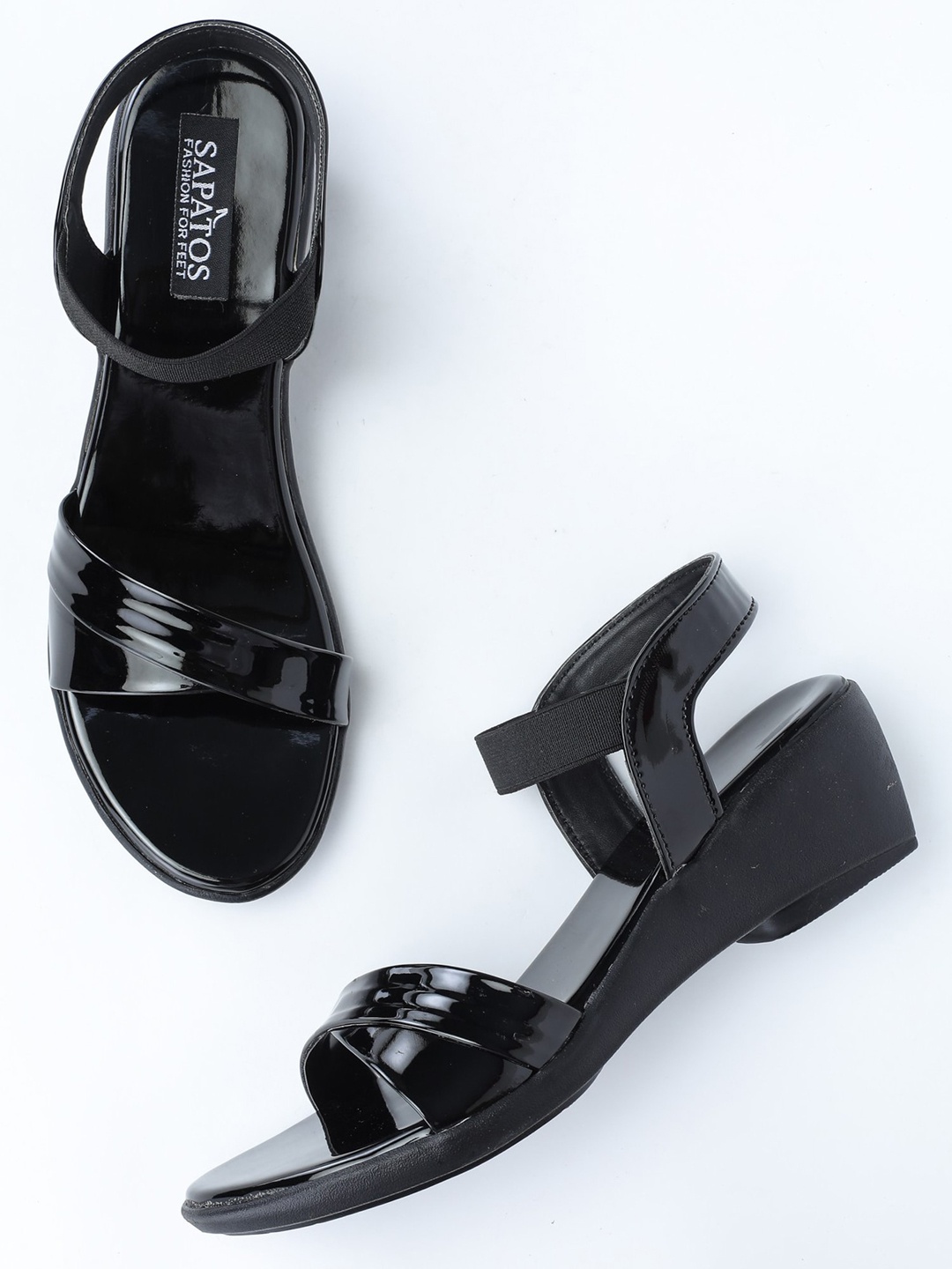 

SAPATOS Black Wedge Solid Sandals