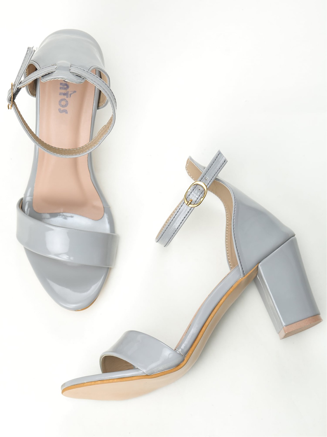 

SAPATOS Grey Block Sandals with Buckles