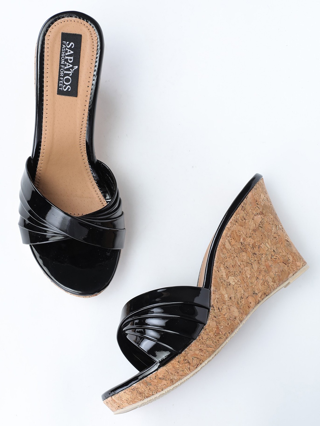 

SAPATOS Black Striped Wedge Sandals with Bows