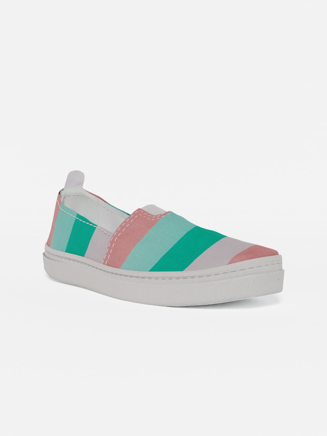 

LOKAIT The Sneakers Company Women Multicoloured Striped Slip-On Sneakers, Multi