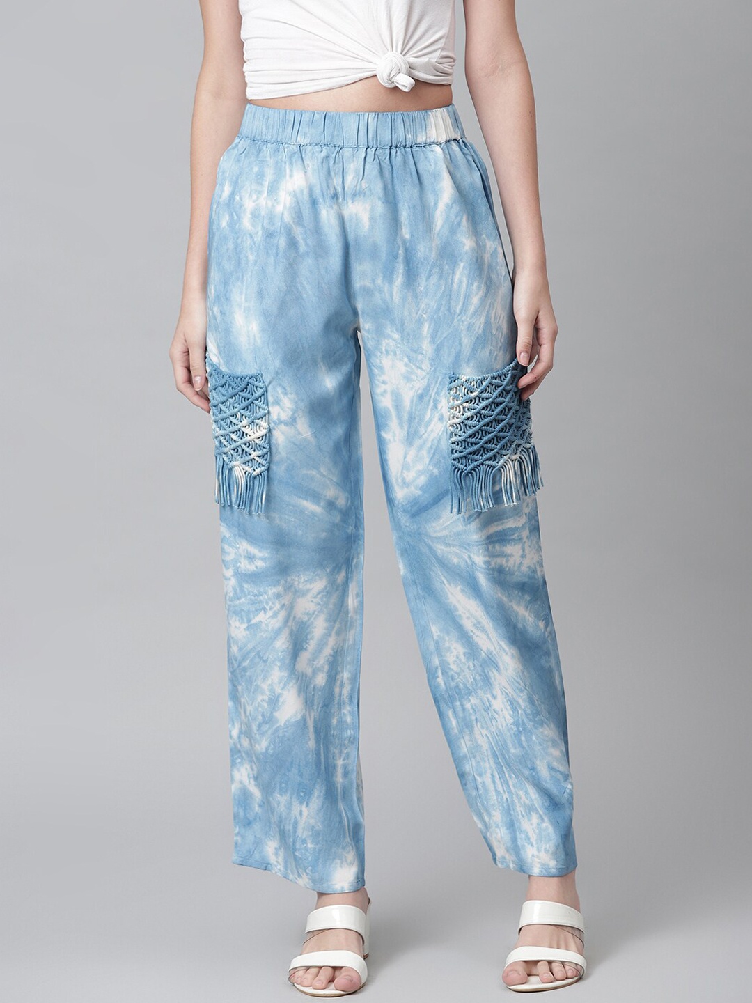 

OTORVA Women Blue Tie & Dye Printed Track Pants