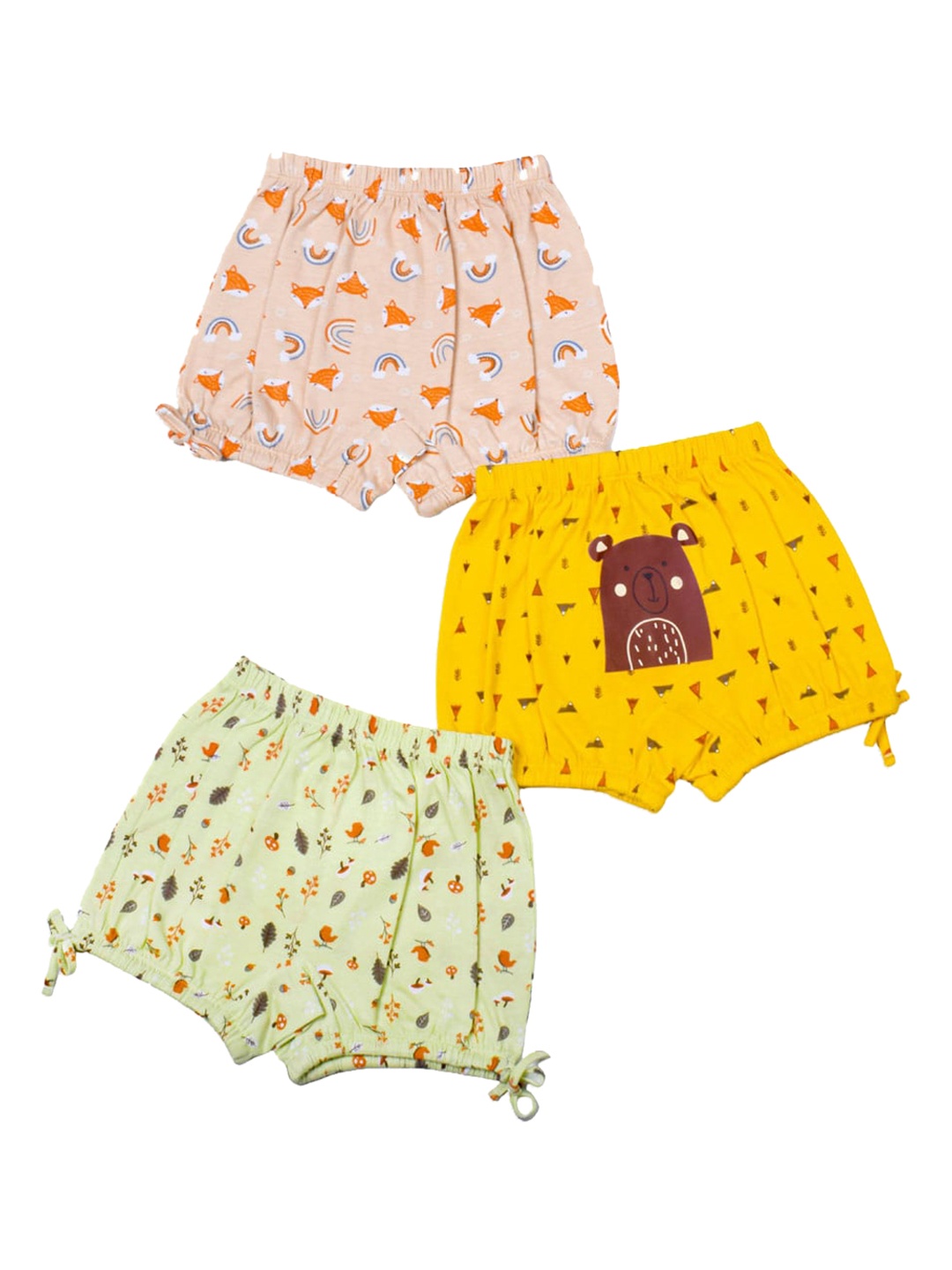 

SuperBottoms Girls Pack Of 3 Printed Sustainable Boy Shorts, Yellow