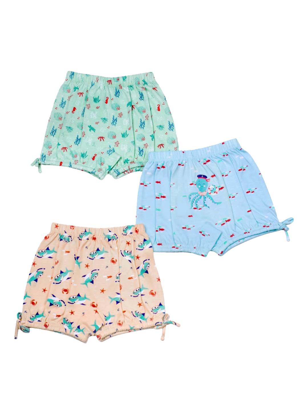 

SuperBottoms Girls Pack Of 3 Printed Sustainable Boy Shorts, Blue