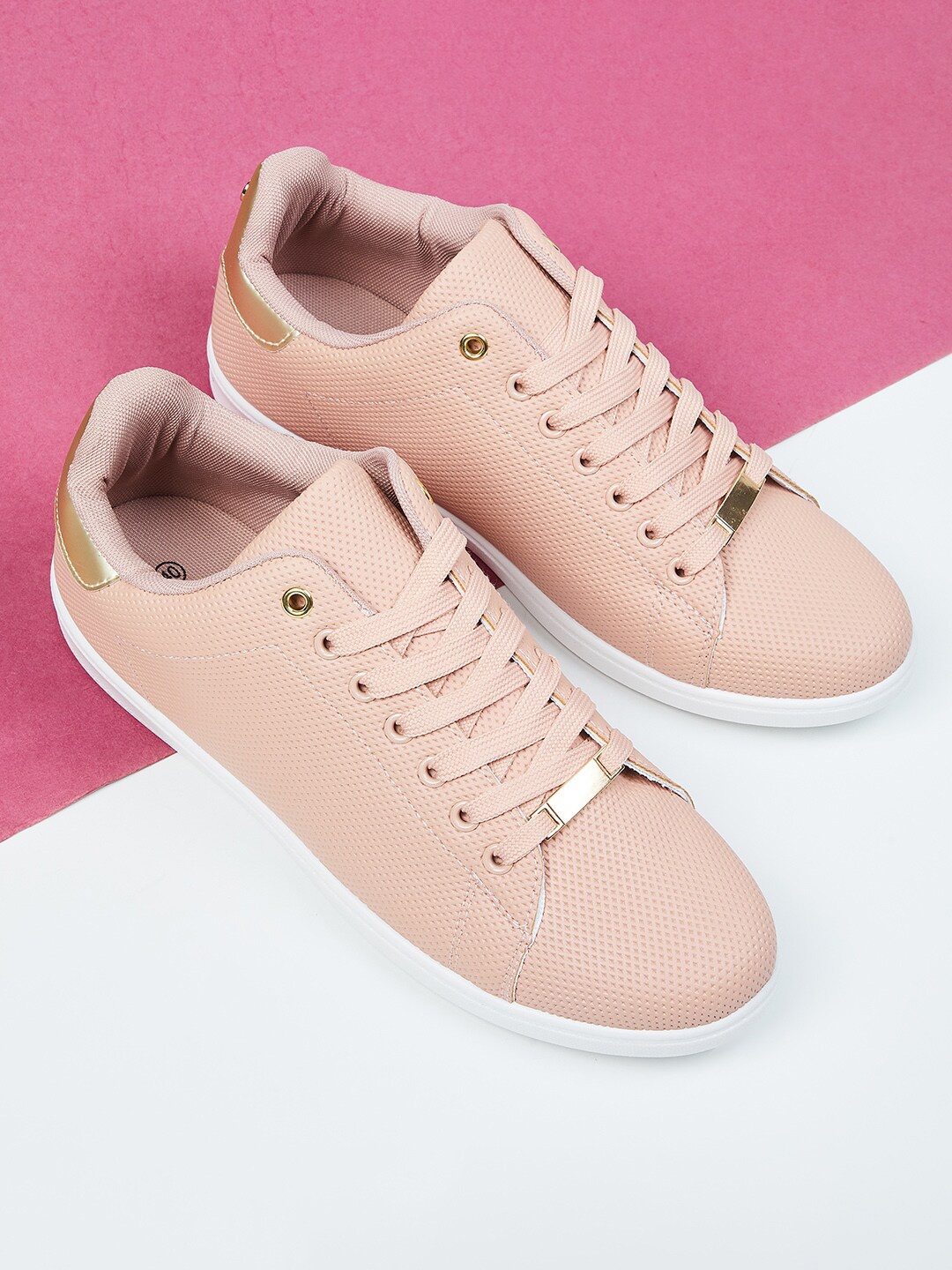 

max Women Pink Perforations PU Sneakers