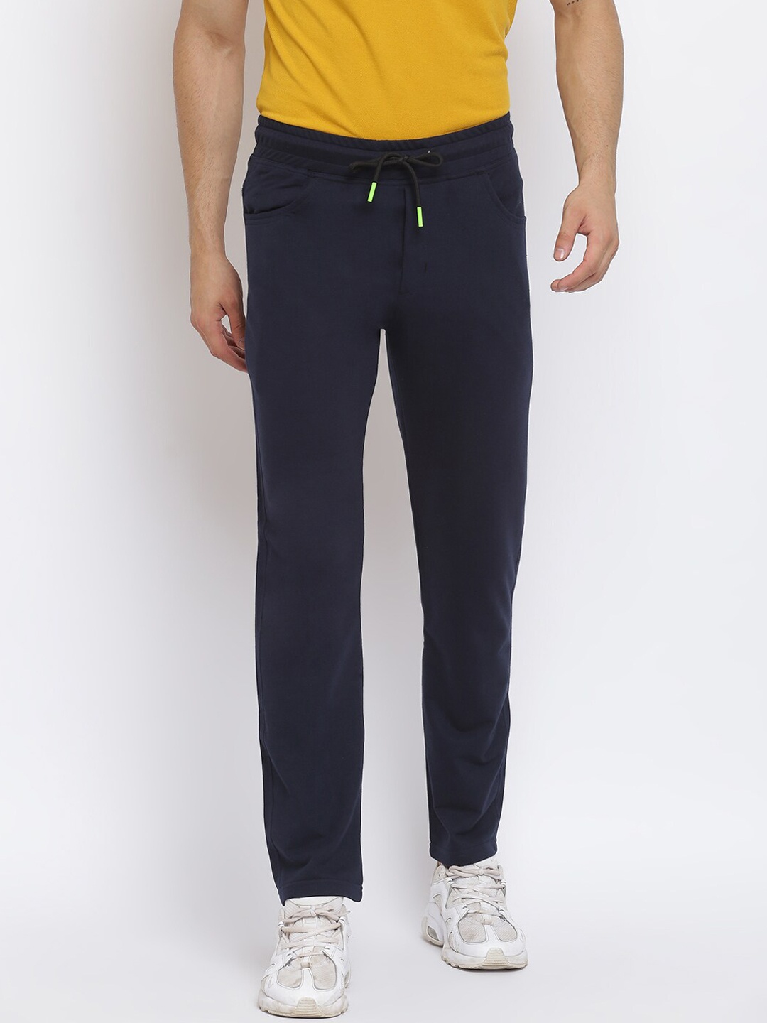 

MKH Men Navy Blue Solid Cotton Track Pants