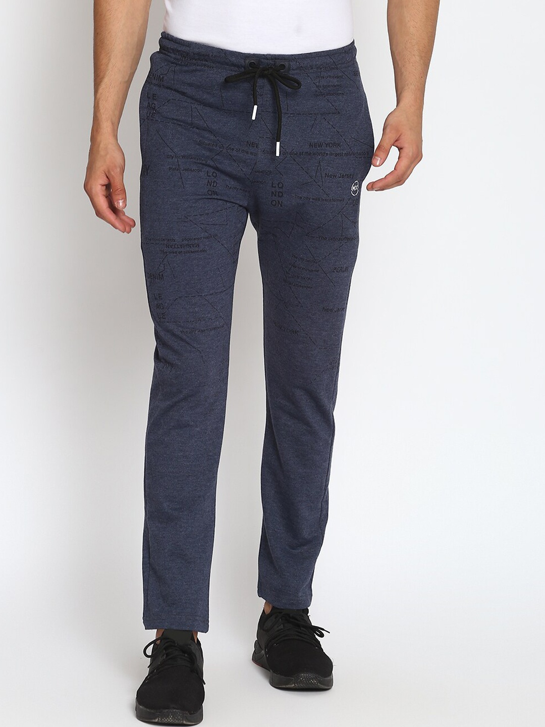 

MKH Men Navy Blue Printed Track Pants